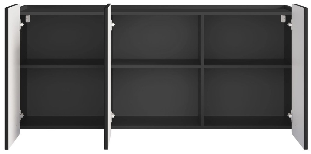 Malmi fali komód 150 cm - fekete matt / fekete