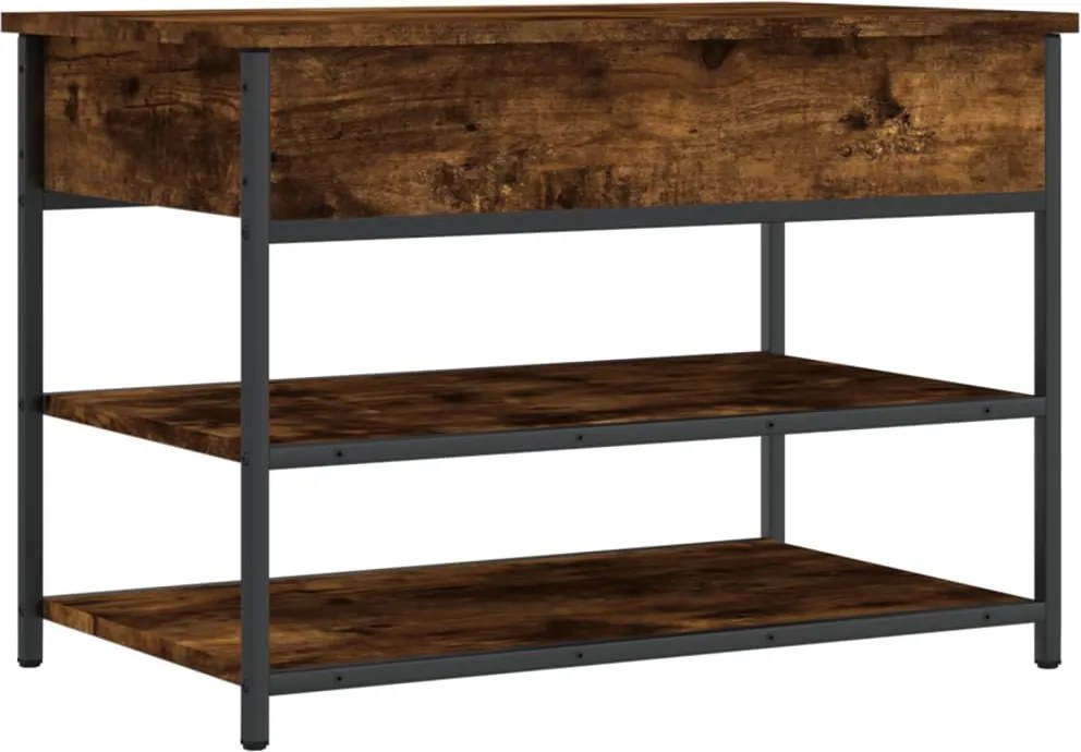 vidaXL füstös tölgy színű szerelt fa cipőtároló pad 70x42,5x50 cm