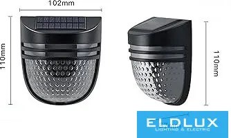 UNIVERSO Solar fali lámpa 5V 0.3w 30lm 6500k IP65 fekete 110x102x57mm