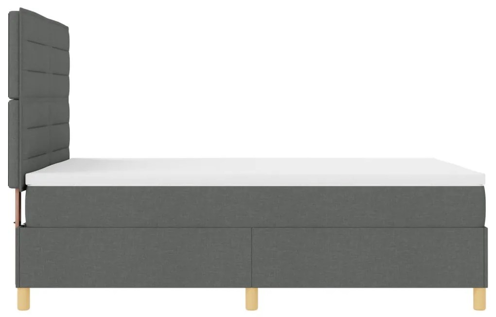 Box Spring Ágy matraccal & LED világítással, sötétszürke, 140x200 cm, szövet
