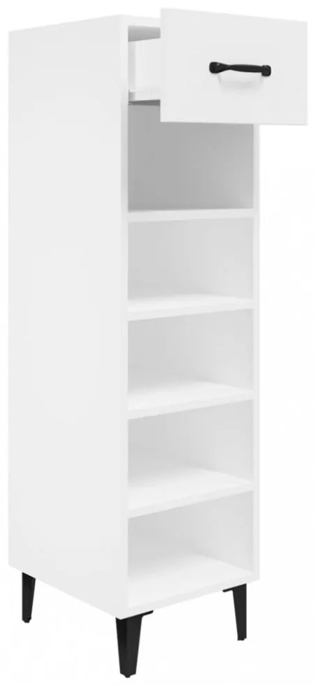 vidaXL magasfényű fehér szerelt fa cipőszekrény 30x35x105 cm