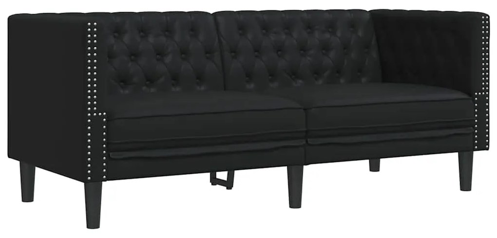 Chesterfield kanapé Argyle Fekete 174 x 74.5 x 70.5 cm Műbőr