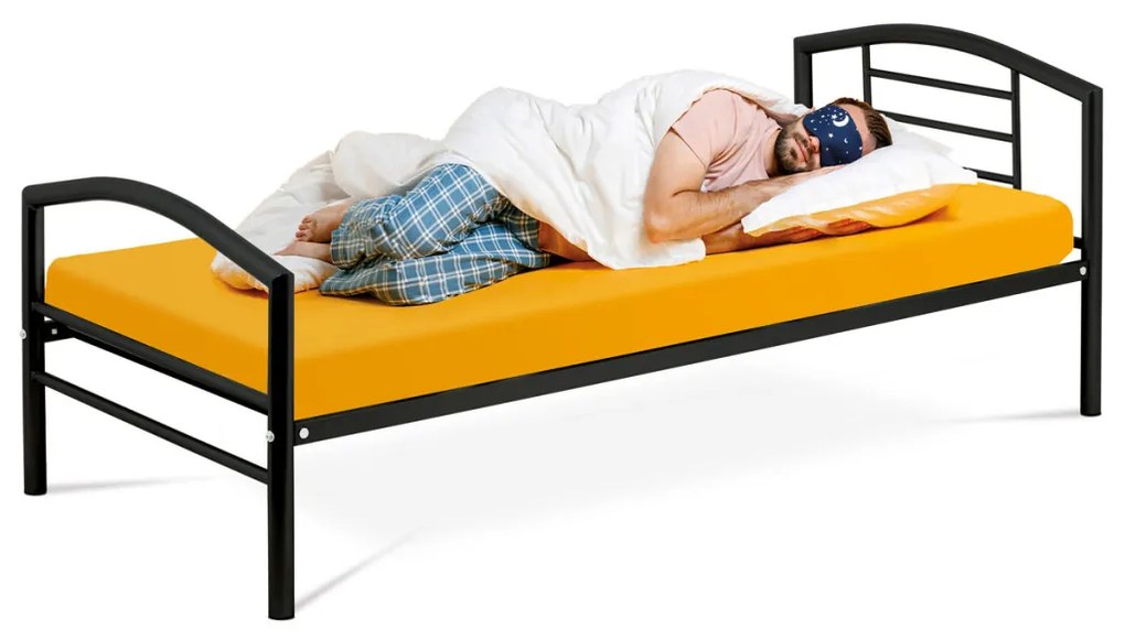 Egyszemélyes Fém Ágykeret Fekete Színben 90x200 cm