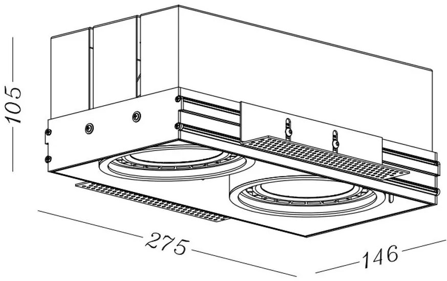 Lámpa Mennyezeti lámpatest Milo,4755,AC220-240V, 50/60 Hz, 2* GU10, ES111,IP 20, süllyesztett, keret nélküli fekete