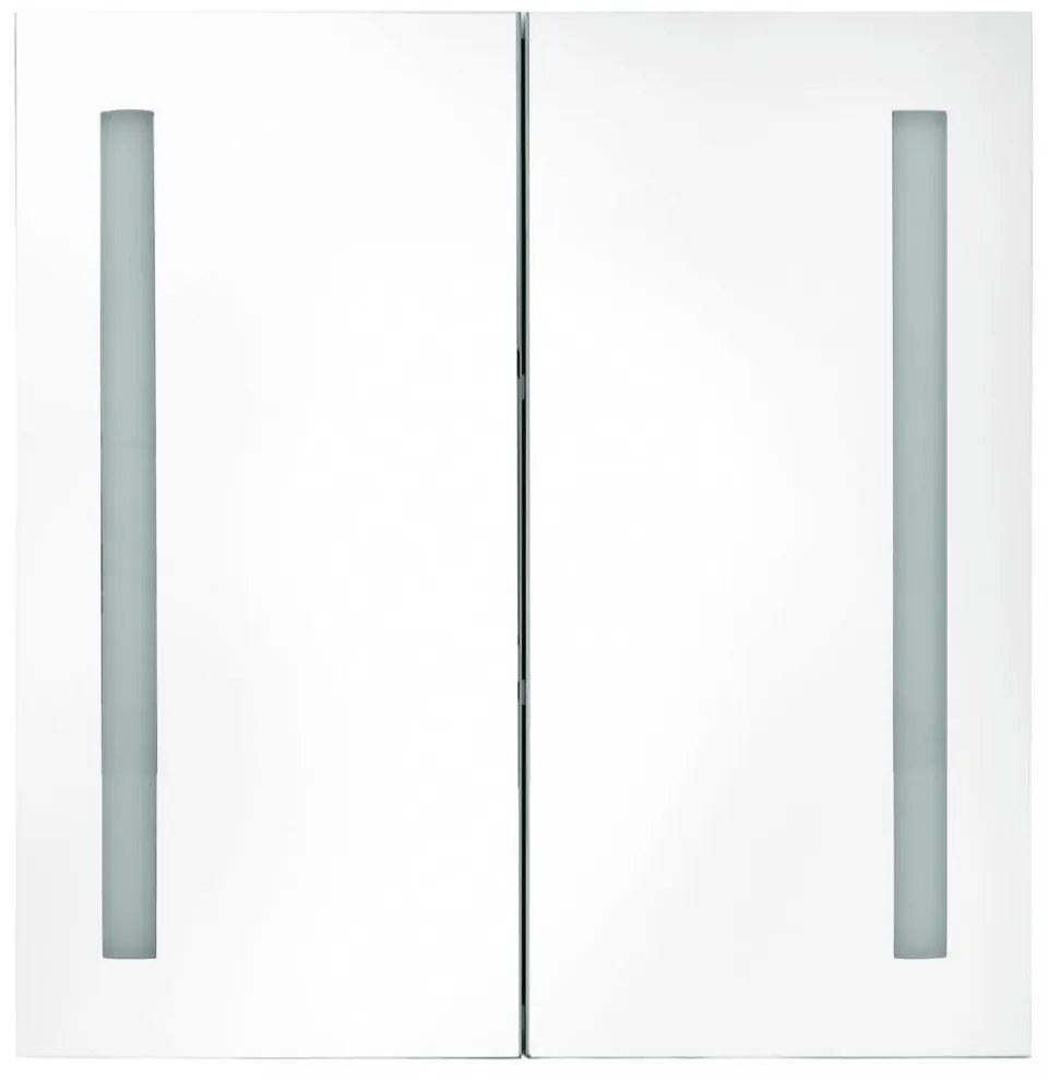 fényes fekete LED-es tükrös fürdőszobaszekrény 62 x 14 x 60 cm