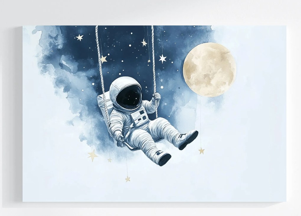 Vászonkép Canvas Űr Hold Csillagok Űrhajós Hinta 120x80