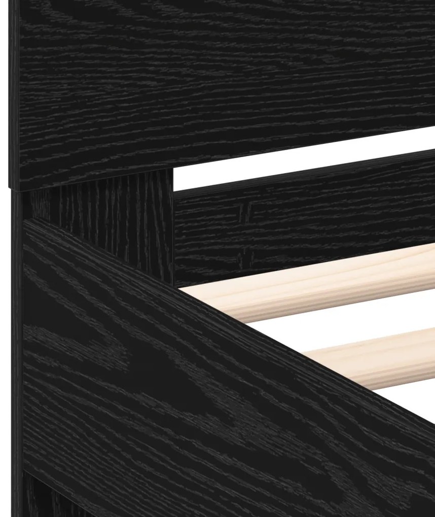 Ágykeret fejtámlával Musta tammi 200 x 200 cm Faanyag