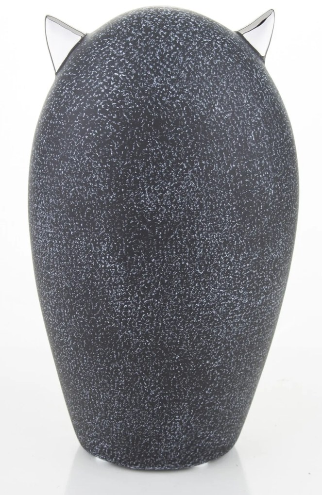 Modern design szürke bagoly asztali dekorációs szobor ezüst szemekkel 20x11,5x9,5cm