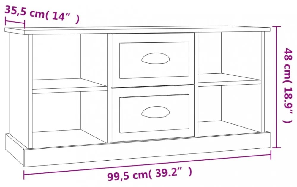 fekete szerelt fa TV-szekrény 99,5x35,5x48 cm