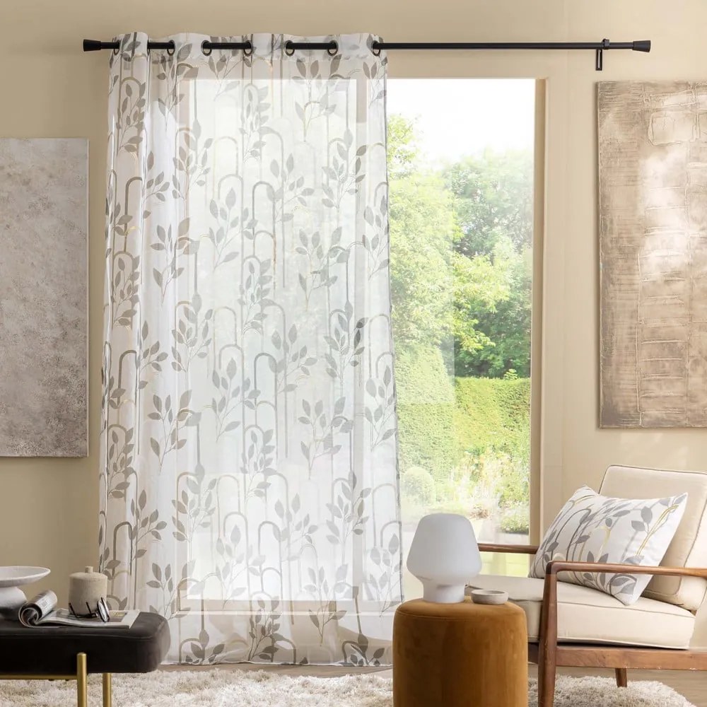Szürke voile fényáteresztő függöny 140x240 cm Roseris – douceur d'intérieur