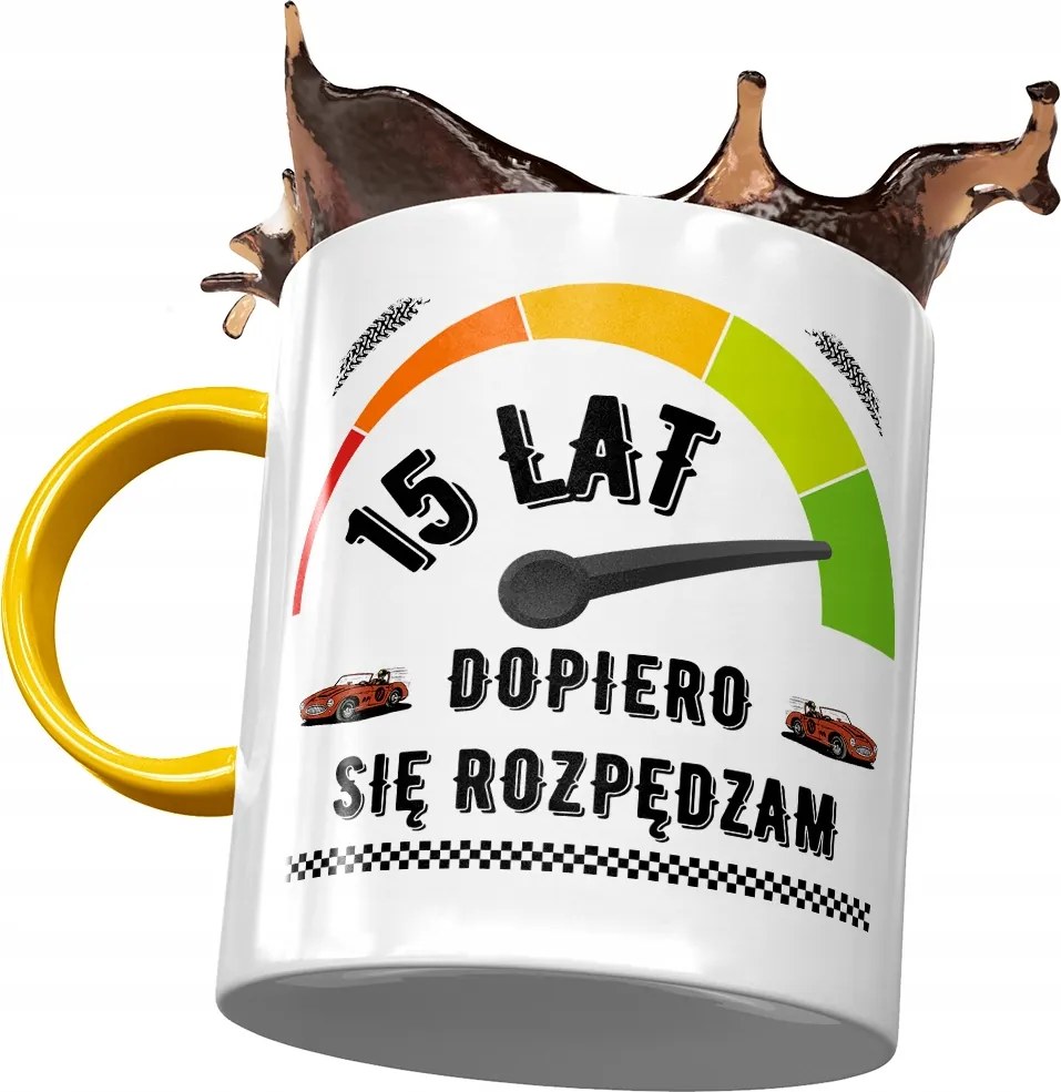 Sárga Bögre Születésnapra 15 15. 15. Ajándék Nyomtatott Fotóval