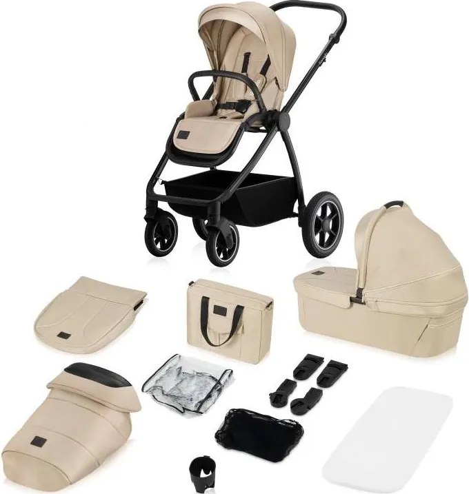 Lionelo - MERIL 2 az 1-ben kombinált babakocsi, bézs homok