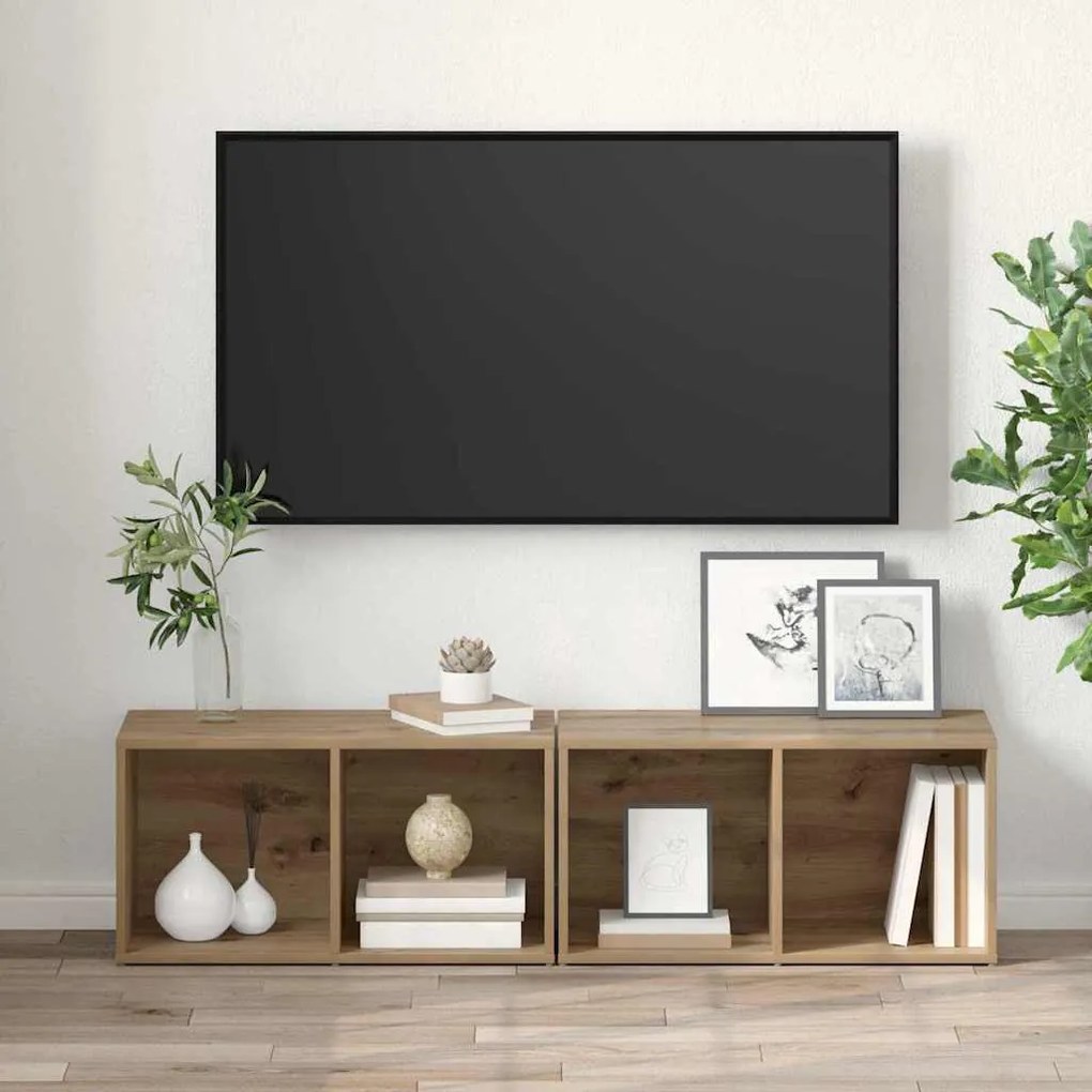 TV szekrény garnitúra 2 pcs Artisan tölgy Faanyag