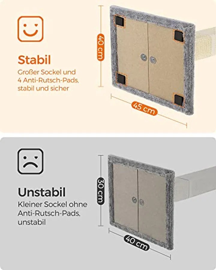 Macskakaparó oszlop, macskakaparó 40 x 30 cm-es platformmal, világosszürke