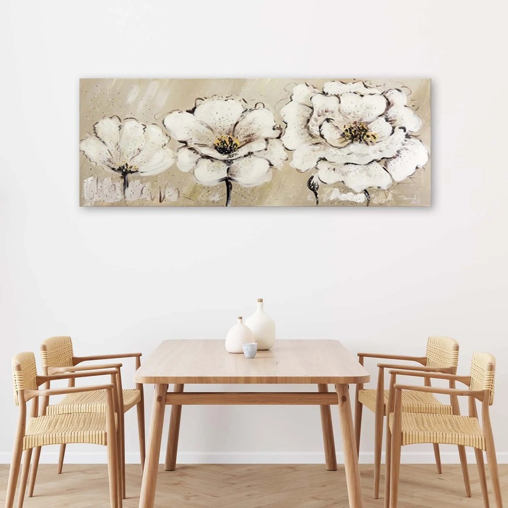 Gario Vászonkép Három fehér virág Méret: 120 x 40 cm