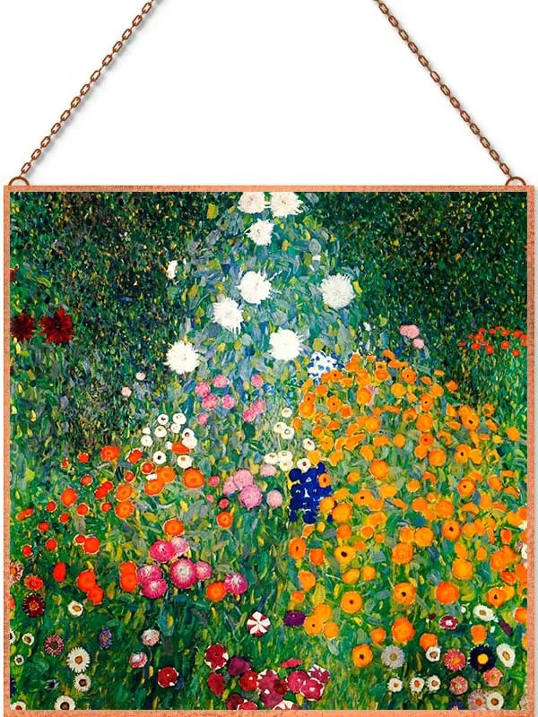 Gustav Klimt - Virágos kert üvegkép, falikép