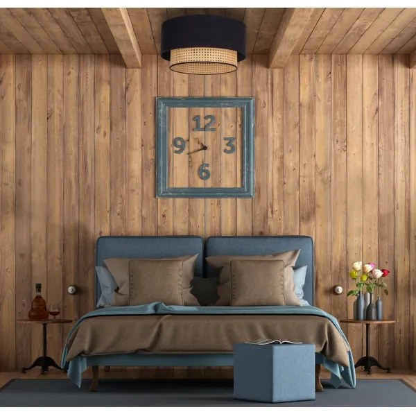 Duolla - Mennyezeti lámpa BOHO 1xE27/15W/230V átm. 45 cm fekete/rattan