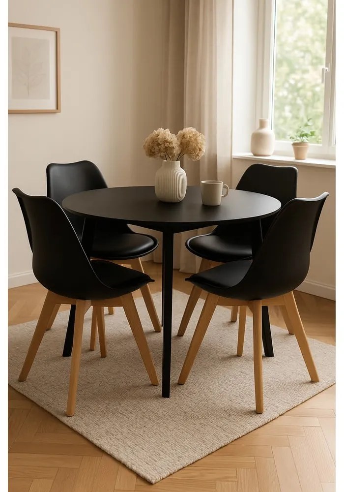 Kerek étkezőasztal fekete asztallappal 105x105 cm Vojens – House Nordic