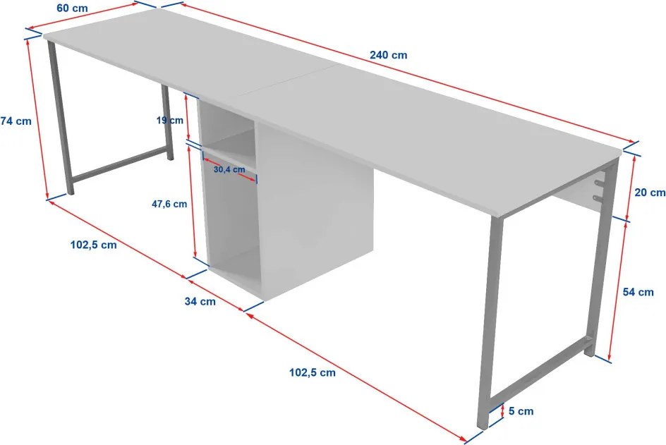 Twin Study Desk - travertin/arany íróasztal