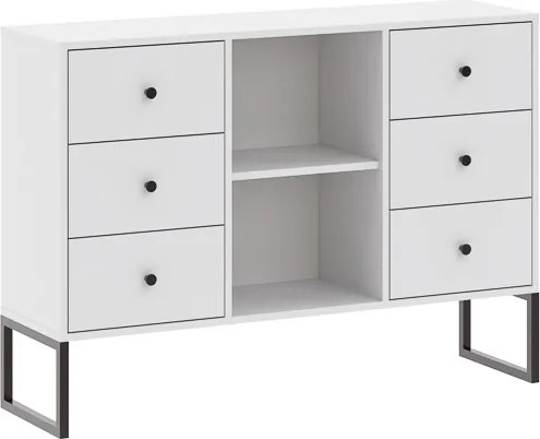 LINEA 6 fiókos szekrény | Fehér