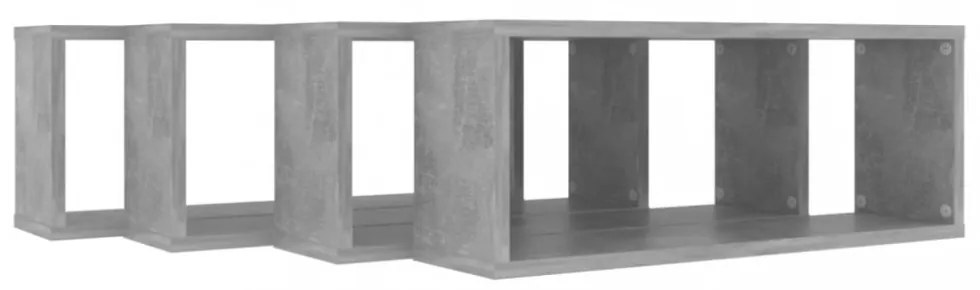 4 db betonszürke szerelt fa négyszögű fali polc 60 x 15 x 23 cm