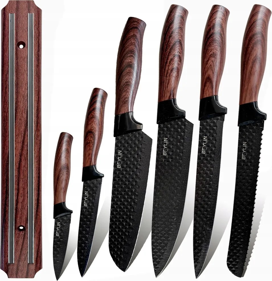 Késkészlet mágneses léccel 6 részes Konyhai Kések