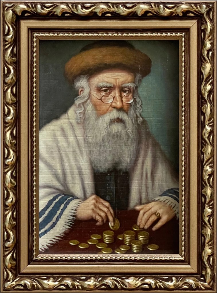 Vászonkép 19x14 Pénzszámláló Zsidó Arany Díszített Ajándék Keret