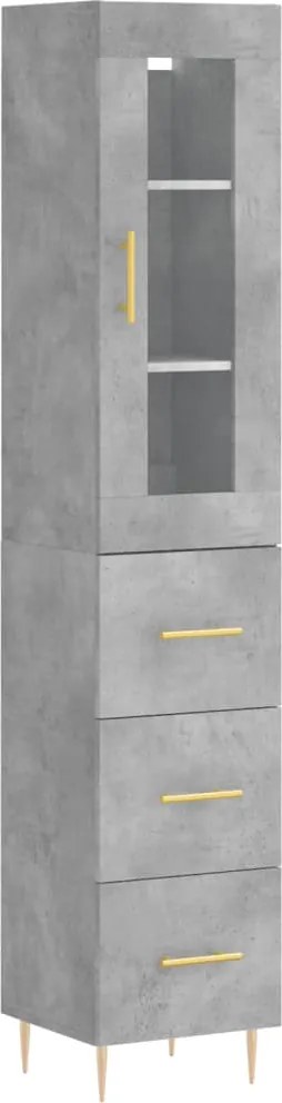 vidaXL betonszürke szerelt fa magasszekrény 34,5x34x180 cm