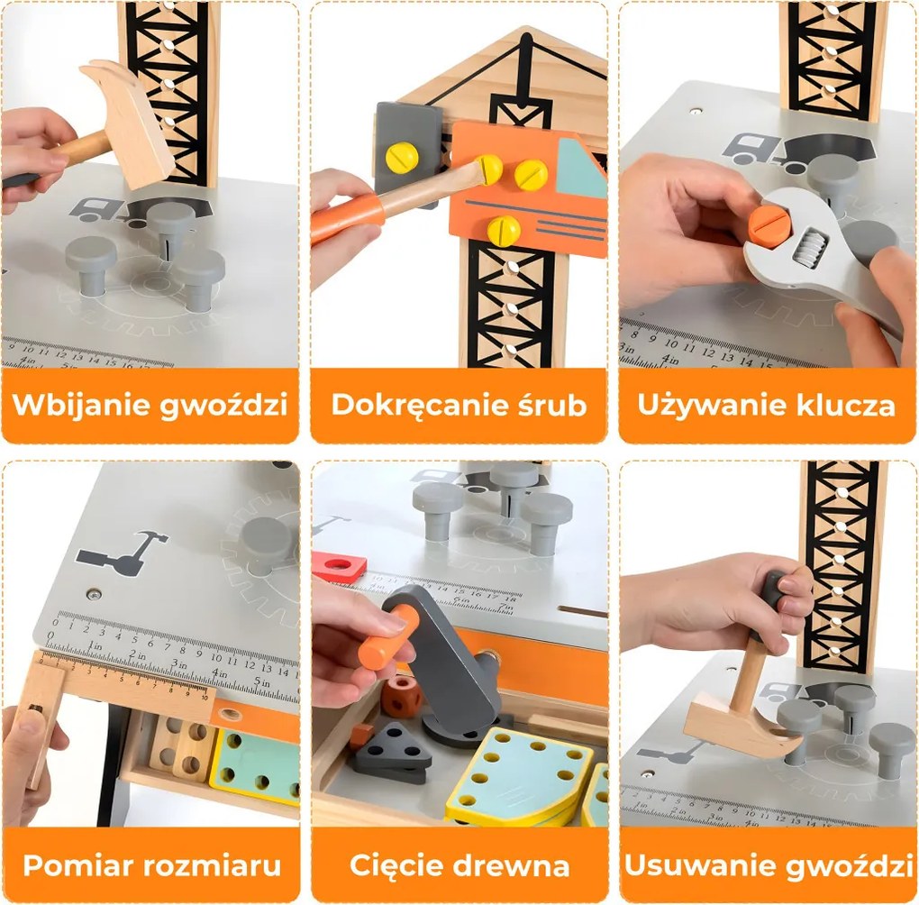 Fa gyerek szerelőasztal, barkácspad