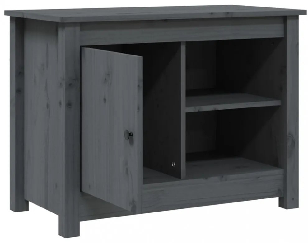 szürke tömör fenyőfa TV-szekrény 70 x 36,5 x 52 cm