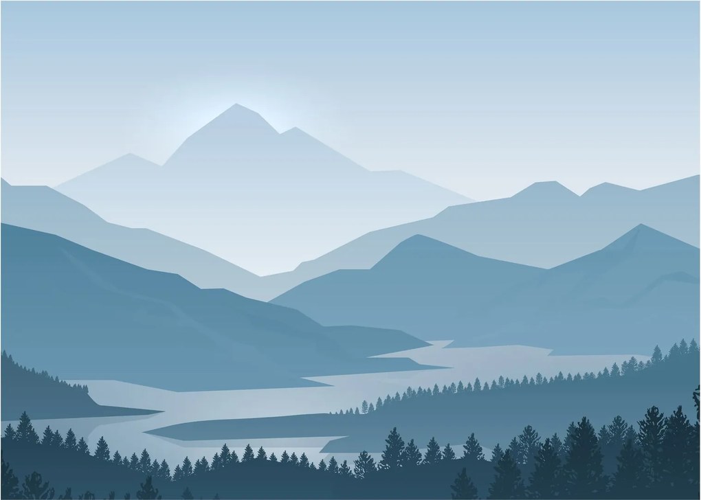 Kép - a hegyek grafikája (70x50 cm)