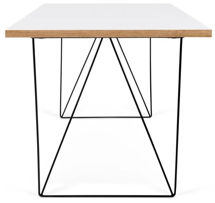 Flow fehér íróasztal fekete lábakkal, 140 x 75 cm - TemaHome