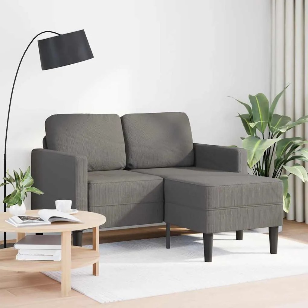 világosszürke vászon 2 üléses kanapé L-alakú kanapéval 125 cm