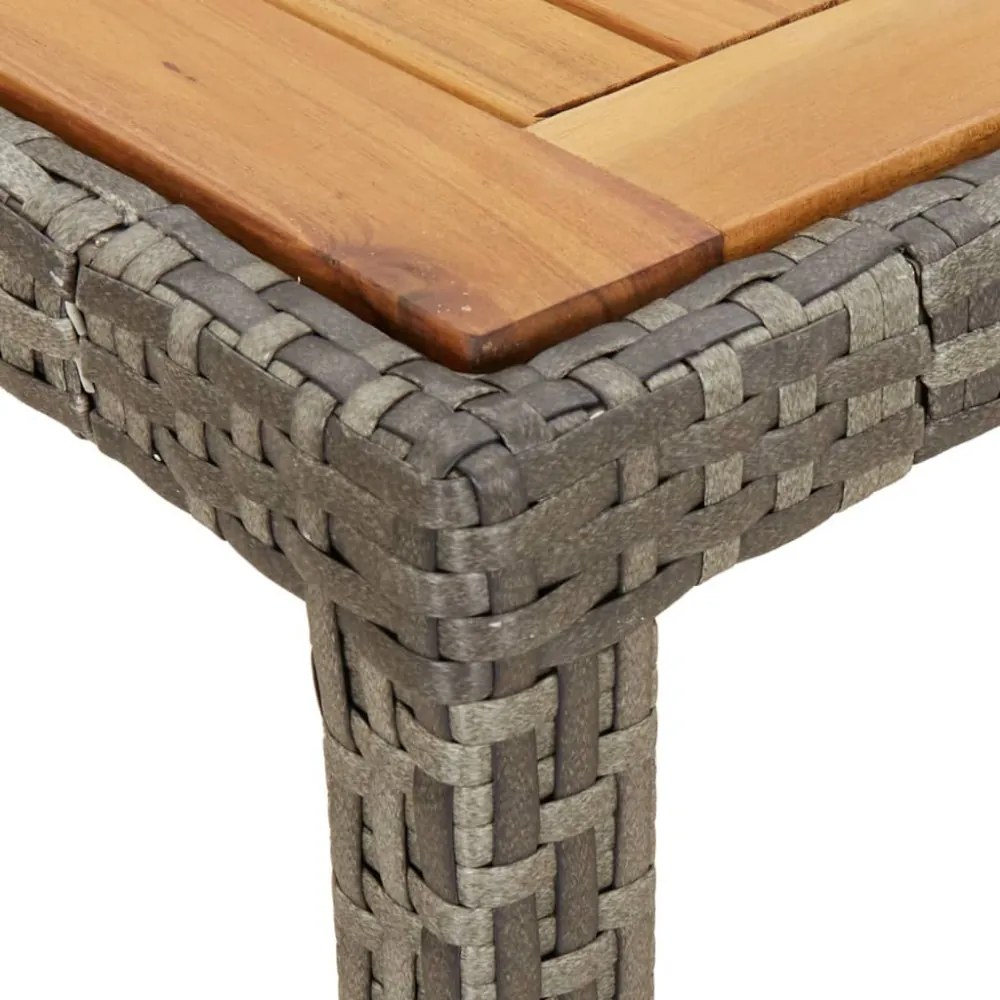 szürke polyrattan és akácfa kerti asztal 190 x 90 x 75 cm
