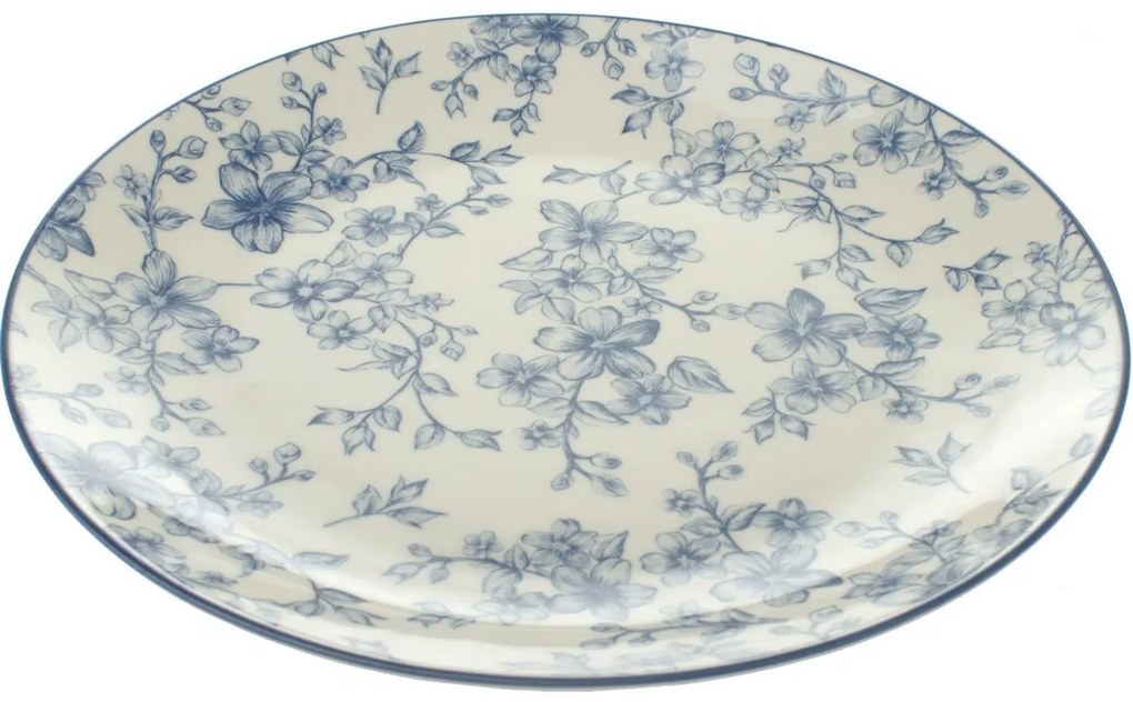 6 db sekély tányér szett Finom virágok 26 cm, kék