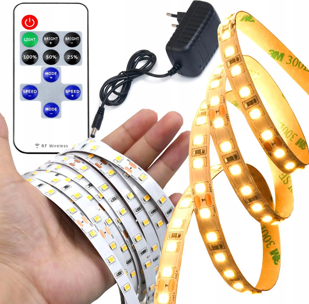 Led Szalag Szett 3000K Meleg Fehér 5m 3440lm Tápegység Távirányító Vezérlő