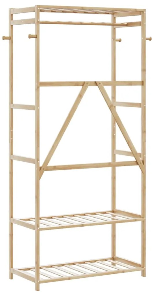 bambusz ruhaállvány polcokkal 80x40x175 cm