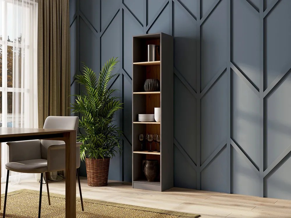 R40 polcos szekrény, antracit-tölgy