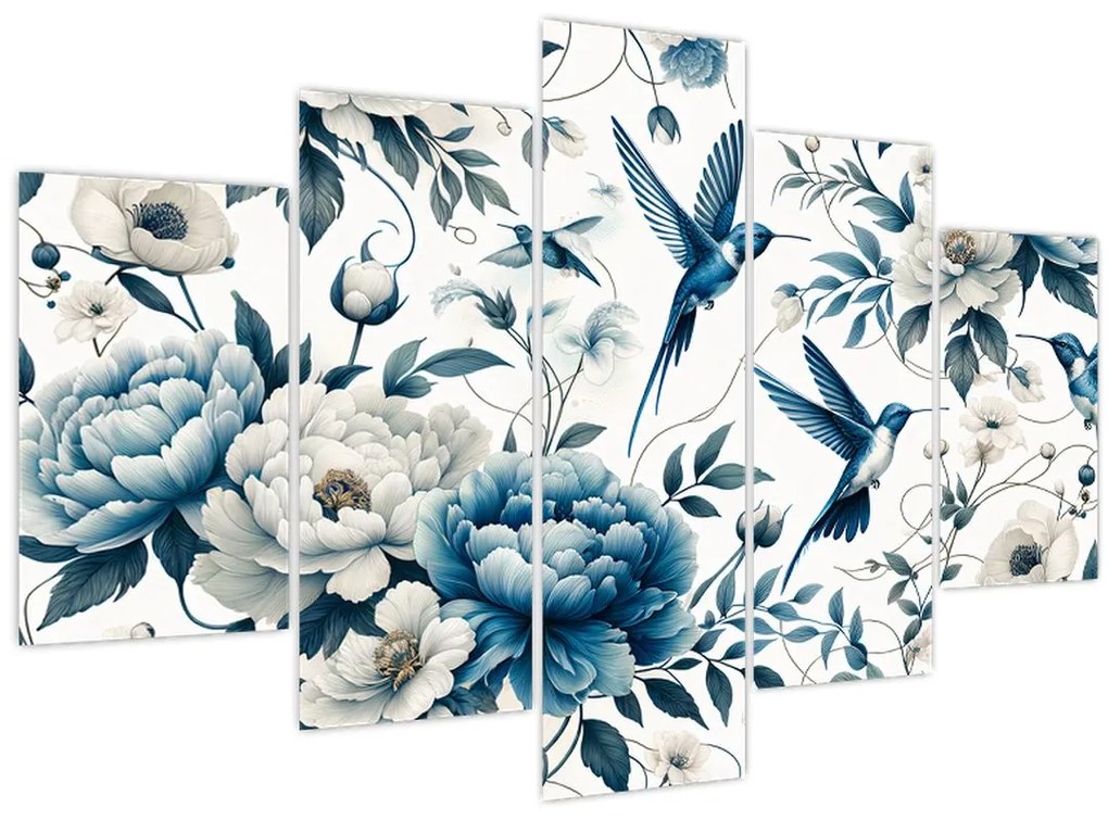 Kép - Kolibrikok virágokkal (150x105 cm)