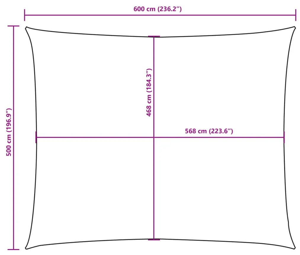 bézs téglalap alakú oxford-szövet napvitorla 5 x 6 m