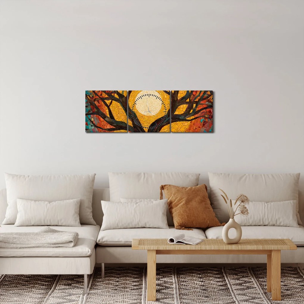 Kép - Nap az élet fájának koronájában (órával) (90x30 cm)
