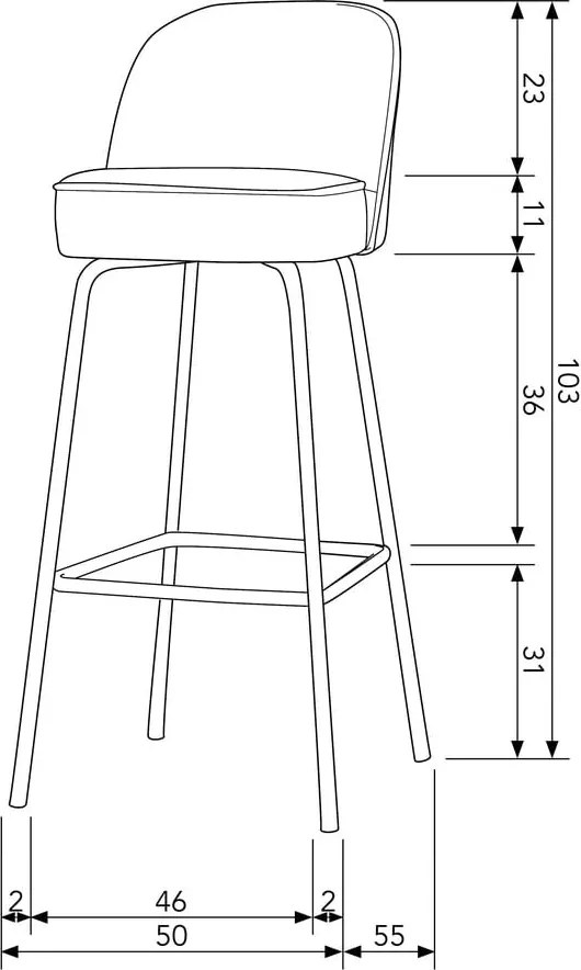 Khaki bársony bárszék (ülésmagasság 79 cm) Vogue – WOOOD