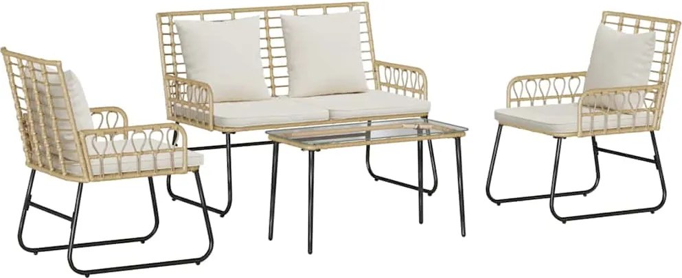 vidaXL Kerti Bútor Szett párnával 4 pcs Fekete és Antracit polirattan