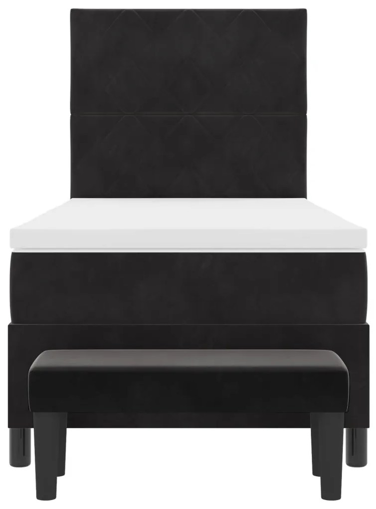 Box Spring ágy matraccal és paddal Fekete 100x200 cm Bársony