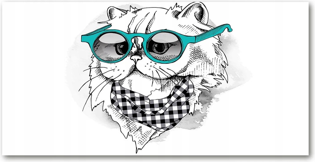 Fotótapéta üvegfalra Macska szemüveggel 140x70