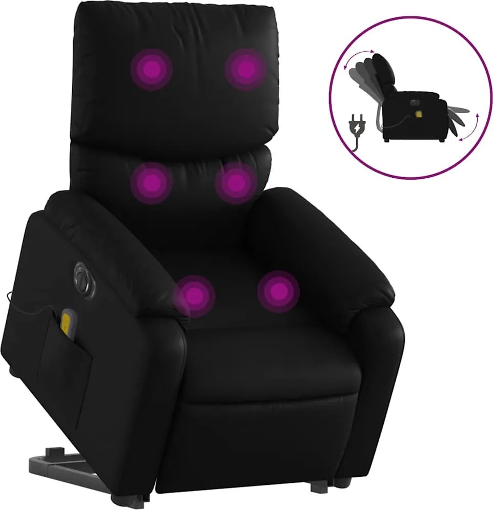vidaXL elektromos fekete műbőr felállást segítő dönthető masszázsfotel
