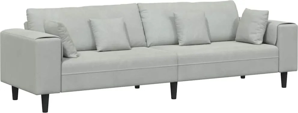 vidaXL Kanapé párnával Világosszürke 250 x 77 x 76 cm Bársony