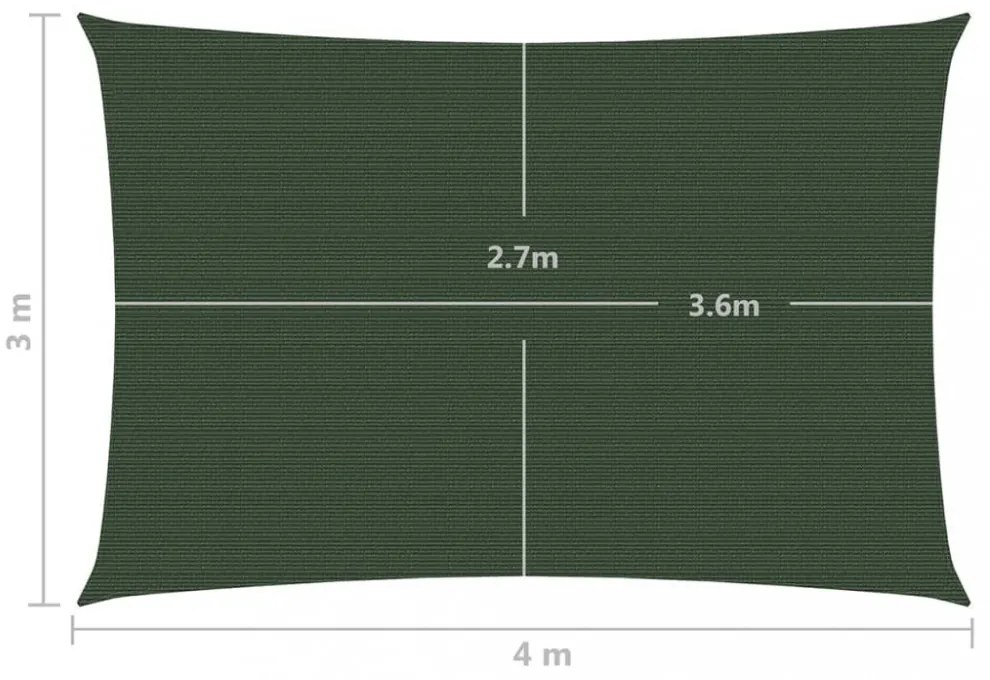 sötétzöld HDPE napvitorla 160 g/m² 3 x 4 m