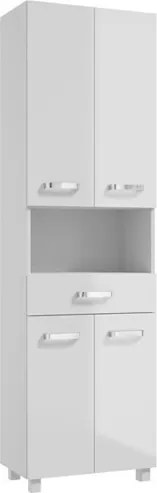 Fürdőszobaoszlop álló fehér fényes 170x50 cm divatos és praktikus szekrény