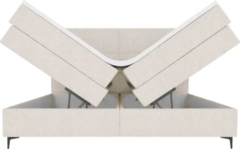 Kárpitozott boxspring ágy BRIANA 160x200 cm krémszínű Matrac: Bonell rugós matrac